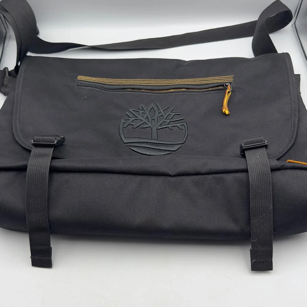 Timberland Messenger Bag Black Crossbody Y2K OS Laptop Commuter Travel Rugged